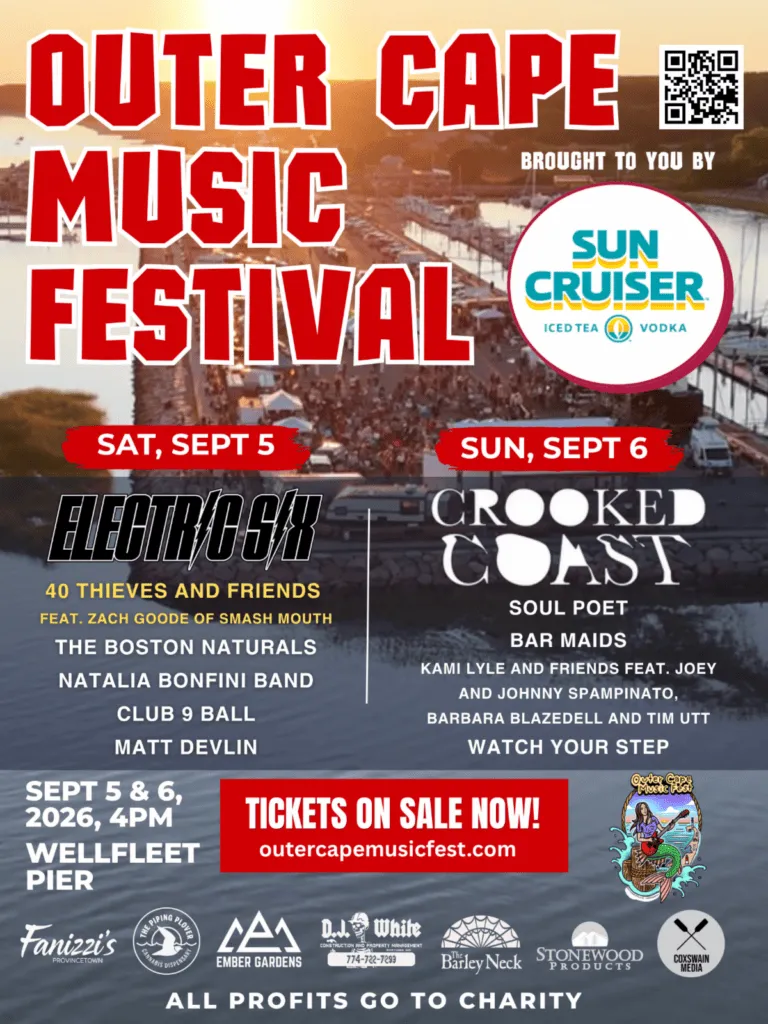 The Outer Cape Music Festival 2026 is in Wellfleet in September Labor Day Weekend! Outer Cape Music Festival - Labor Day Weekend, Sept. 5th & 6th 2026 at the Wellfleet Pier. Cape Cod Cannabis is a proud sponsor!