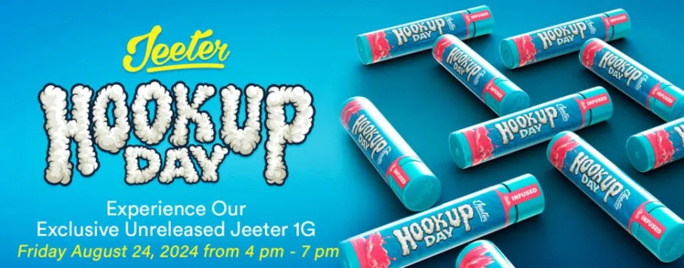 Cape Cod Cannabis Recreational Dispensary in Wellfleet, MA Jeeter Hookup Day is Friday August 23, 2024 from 4 pm - 7 pm at Cape Cod Cannabis in Wellfleet!