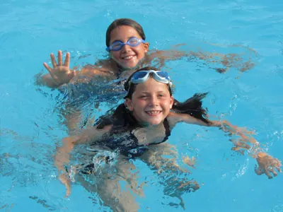 little girls swimming