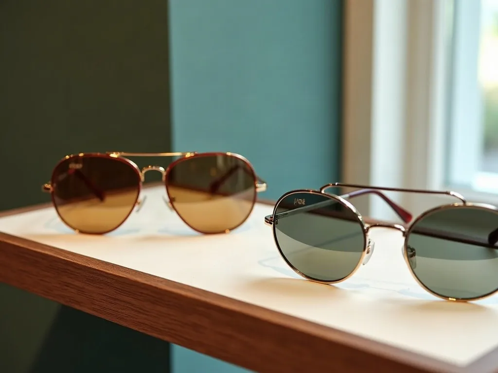 Designer sunglasses on display