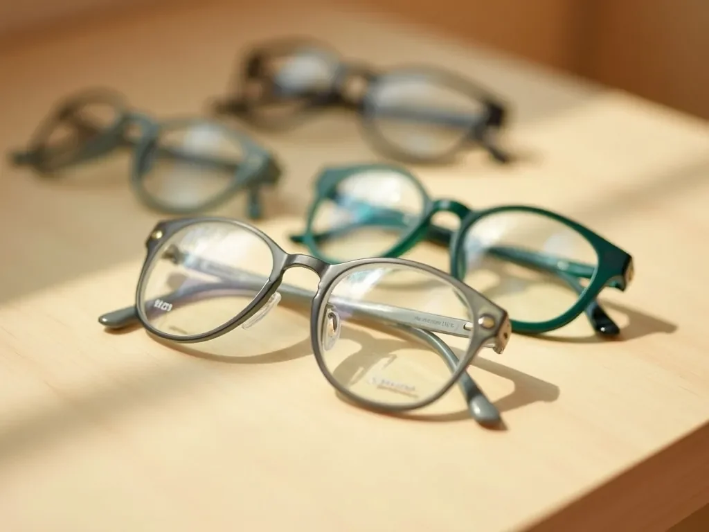 Designer eyeglass frames on display at Eye Trends