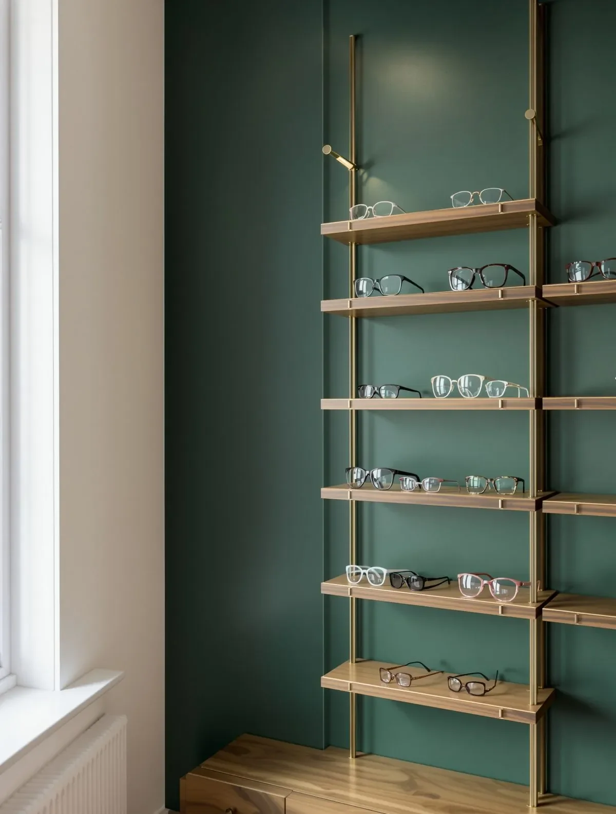 The frame wall at Eye Trends in Clear Lake, one part of everything the practice does