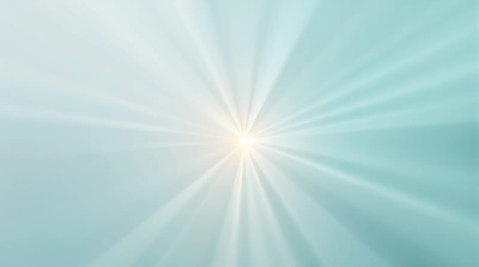 Soft teal rays of light converging on a bright point