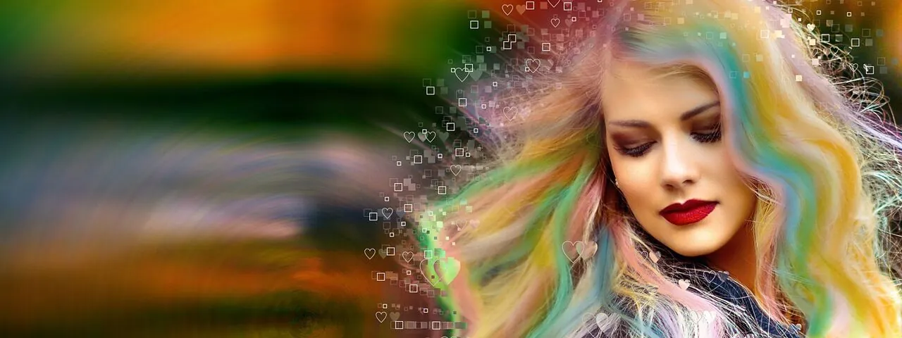Girl Abstract Colorful Hair with Astigmatism