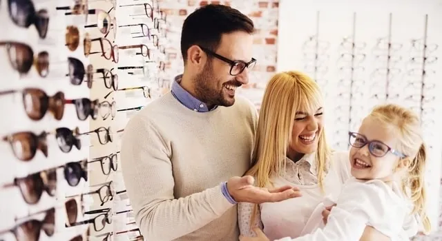 happy family wearing eyeglasses