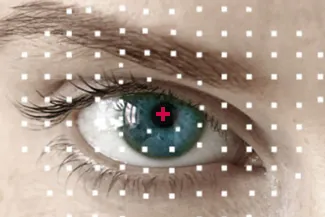 Close-up of eye during advanced digital eye mapping scan