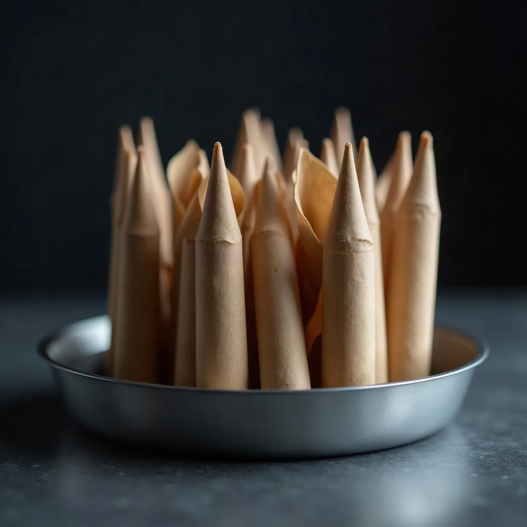 Unbleached pre-rolled paper cones in a row